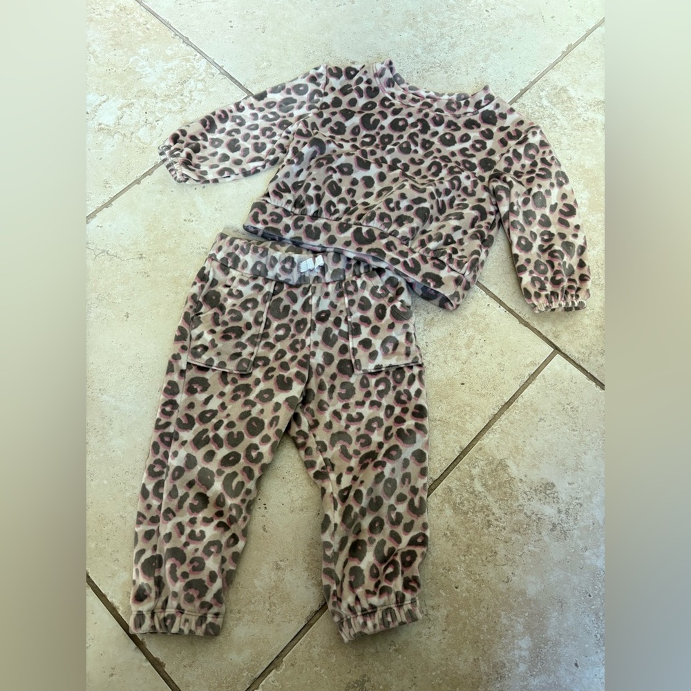 Cat & Jack Leopard Print Kids Matching Set - Pink and Brown